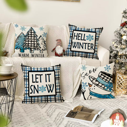 Christmas tree checkered pillow cover holiday bedroom decoration pillowcase office seat linen waist pillowcase