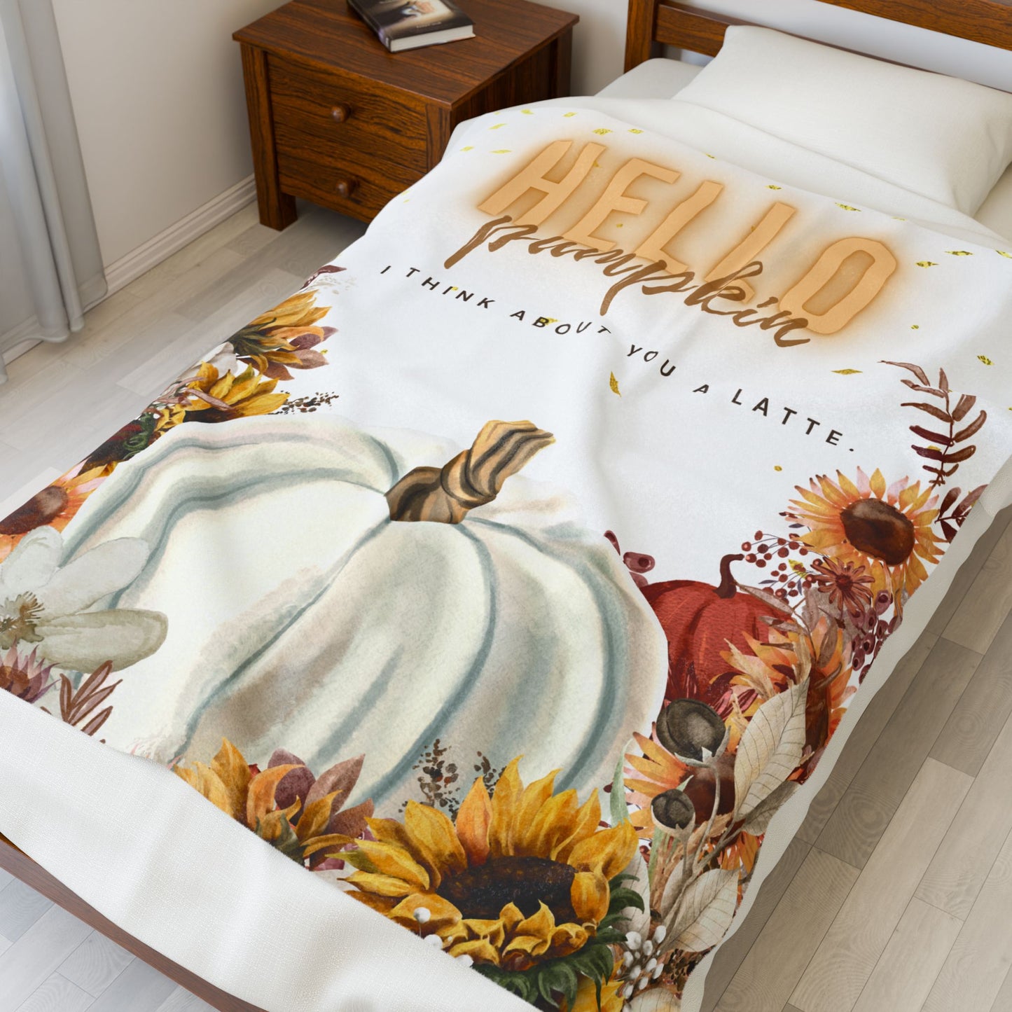 Cozy Fall Velveteen Plush Blanket, Perfect Gift for Autumn, Home Decor, Pumpkin Lovers, Seasonal Decor, Warm and Snuggly Throw