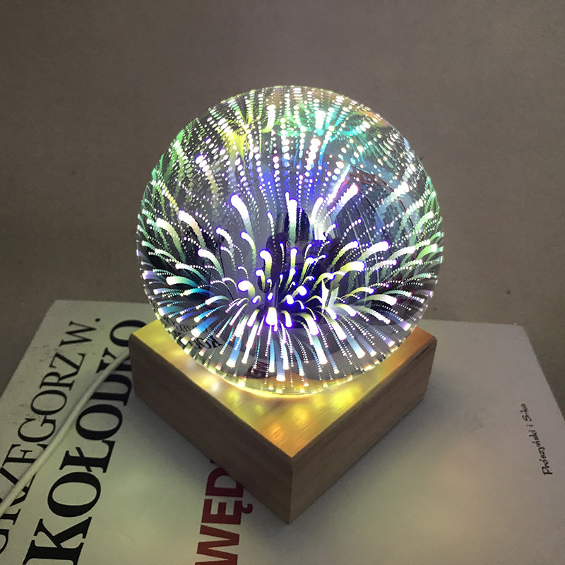 USB power supply 3D colorful crystal night light creative baby bedroom home decoration glass LED bedroom bedside table lamp