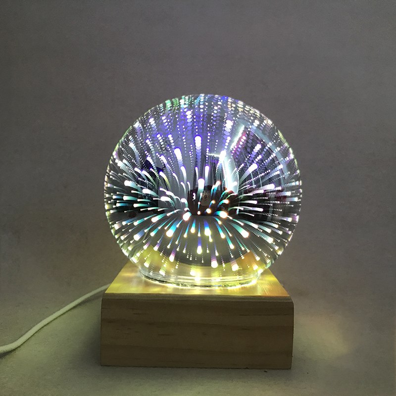 USB power supply 3D colorful crystal night light creative baby bedroom home decoration glass LED bedroom bedside table lamp
