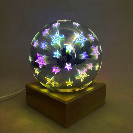 USB power supply 3D colorful crystal night light creative baby bedroom home decoration glass LED bedroom bedside table lamp