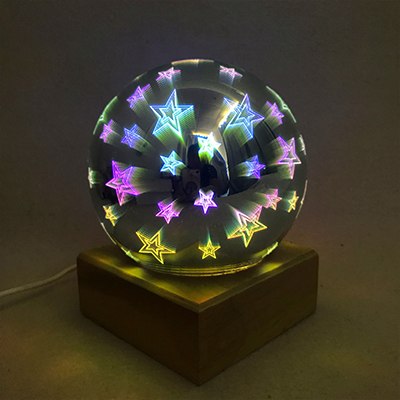 USB power supply 3D colorful crystal night light creative baby bedroom home decoration glass LED bedroom bedside table lamp