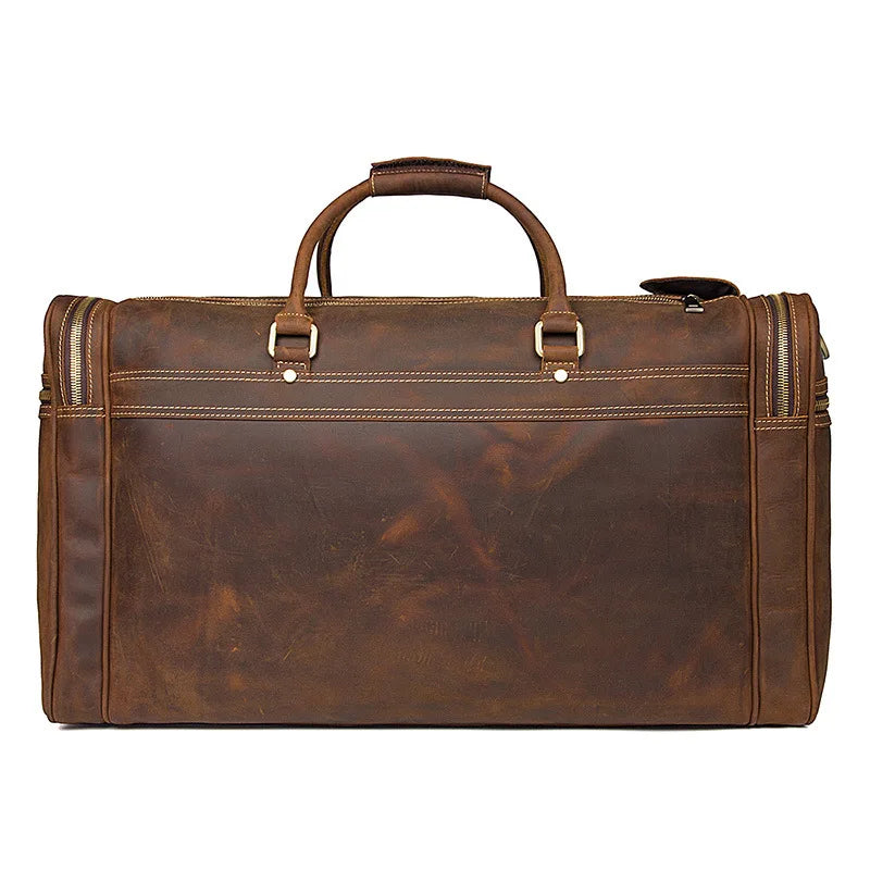 Men'S Crazy Horse Leather Travel Bag Cow Leather Big Travel Duffel Durable Cowhide Weekend Bag Man Genuine Leather Luggage Bag