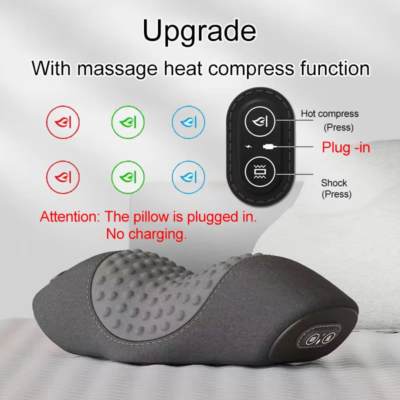 Electric Neck Massage Pillow Heating Vibration Neck Massager Back Cervical Traction Relax Sleeping Memory Foam Spine Support
