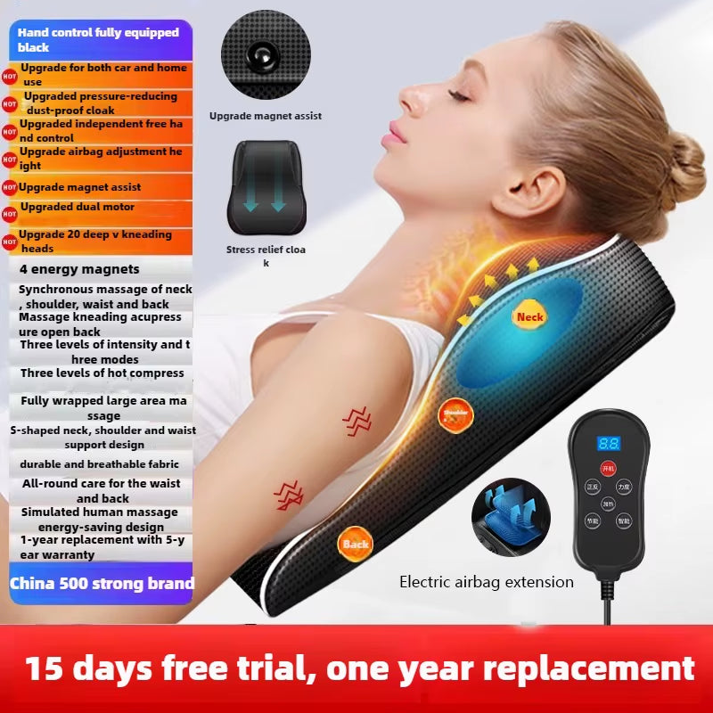 Electric Cervical Pillow for Neck Airbag Ttraction Shiatsu Head Body Back Waist Massager Car with Heating Vibrating Massage