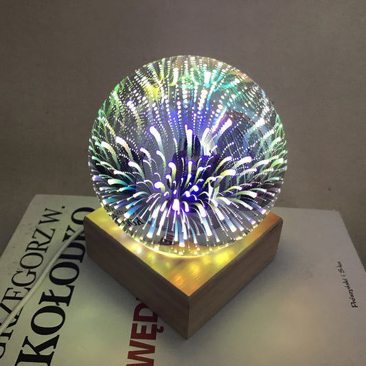 USB power supply 3D colorful crystal night light creative baby bedroom home decoration glass LED bedroom bedside table lamp