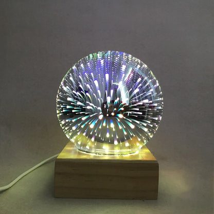 USB power supply 3D colorful crystal night light creative baby bedroom home decoration glass LED bedroom bedside table lamp