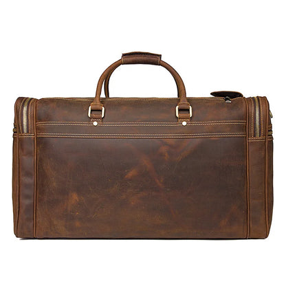 Men'S Crazy Horse Leather Travel Bag Cow Leather Big Travel Duffel Durable Cowhide Weekend Bag Man Genuine Leather Luggage Bag