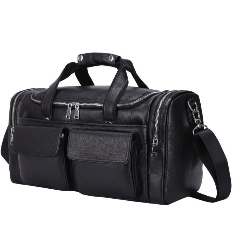 Men'S Crazy Horse Leather Travel Bag Cow Leather Big Travel Duffel Durable Cowhide Weekend Bag Man Genuine Leather Luggage Bag