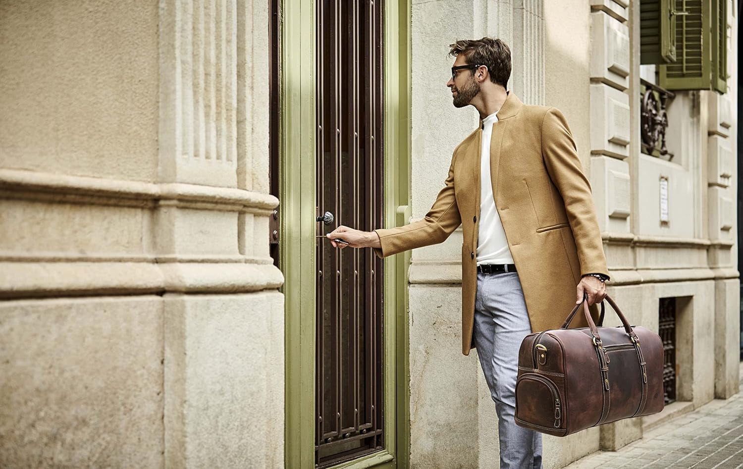 Leather Travel Duffel Bag | Gym Sports Bag Airplane Luggage Carry-On Bag | Gift for Father'S Day by Aaron Leather Goods